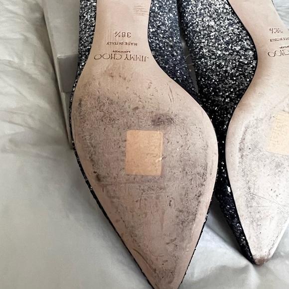 Jimmy Choo Romy 60 Silver and Blue Ombré Glitter Pointy Toe Pumps $190 - Picture 10 of 13